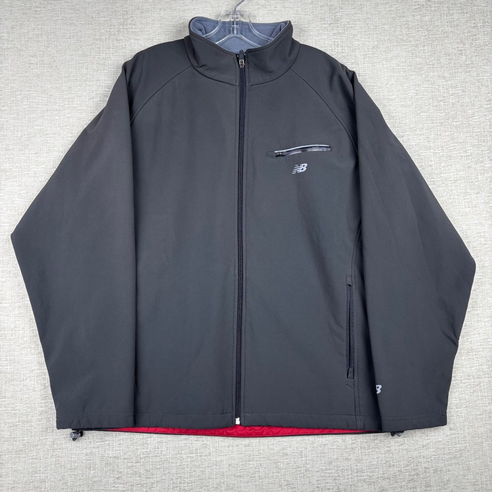 New Balance Mens Large Black Fleece Lined Softshell Full Zip Jacket